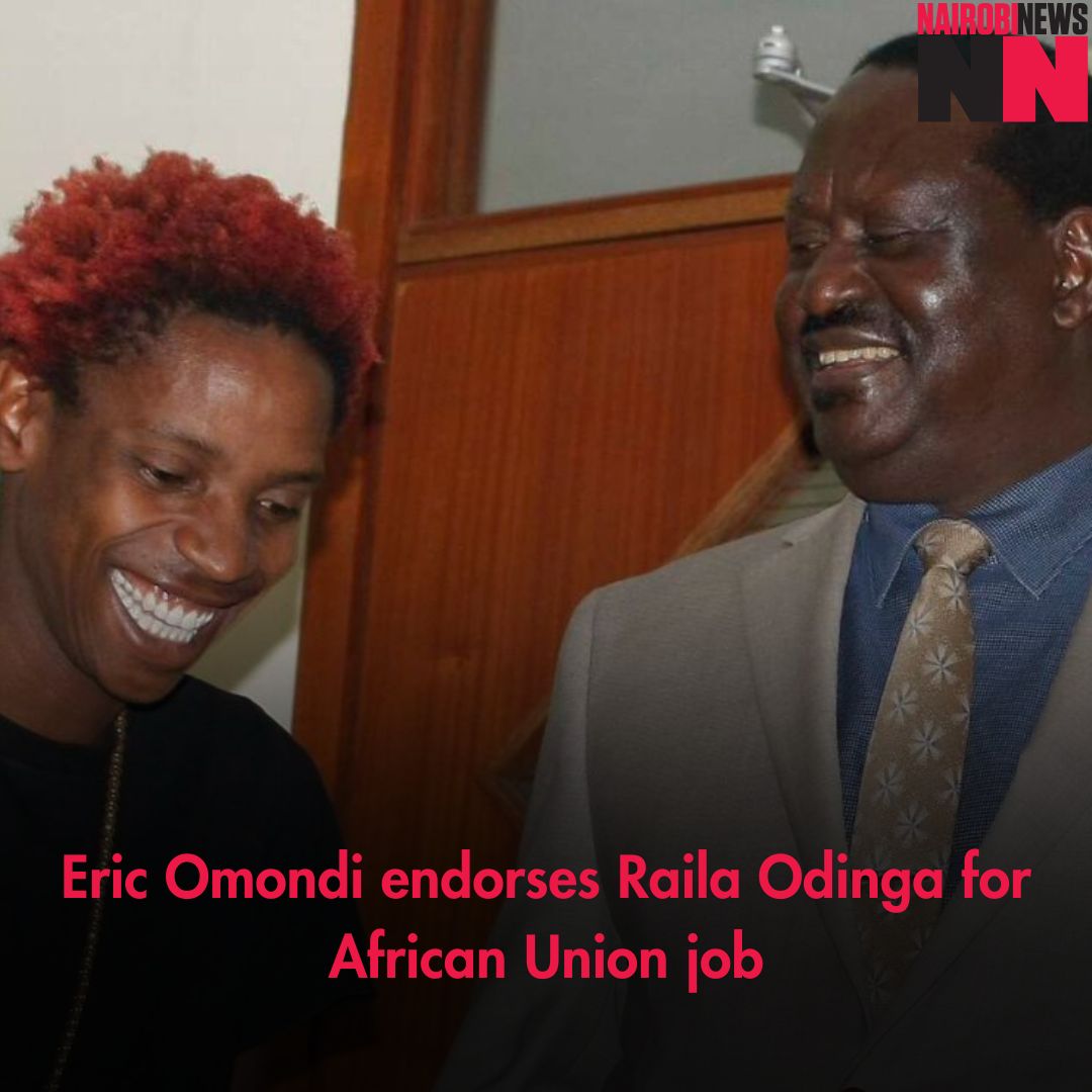 Comedian Eric Omondi has thrown his weight behind Azimio la Umoja One Kenya leader Raila Odinga’s candidature for the African Union Commission (AUC) Chairperson seat. Read more: nairobinews.nation.africa/eric-omondi-ba…