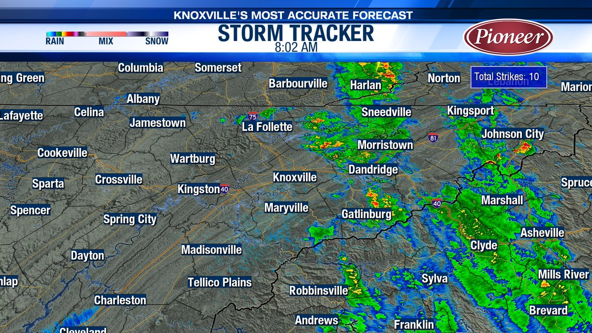 Here is the latest look at Storm Tracker 6 Radar. Showers and storms are mainly East of Knoxville right now with some heavy rain and lightning. We will see some drier conditions mid-morning through midday before the chance for rain and storms develops again this afternoon. #TNwx