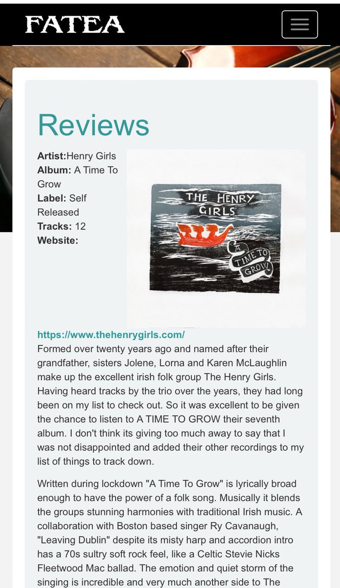 We were moved to read this review in @Fatea_Magazine Magazine. We did pour our little hearts into this album❣️ 'The Henry Girls show how far you can go with traditional inspired music while keeping it fresh and exciting' - Marc Higgins Full review here: fatea-records.co.uk/magazine/revie…