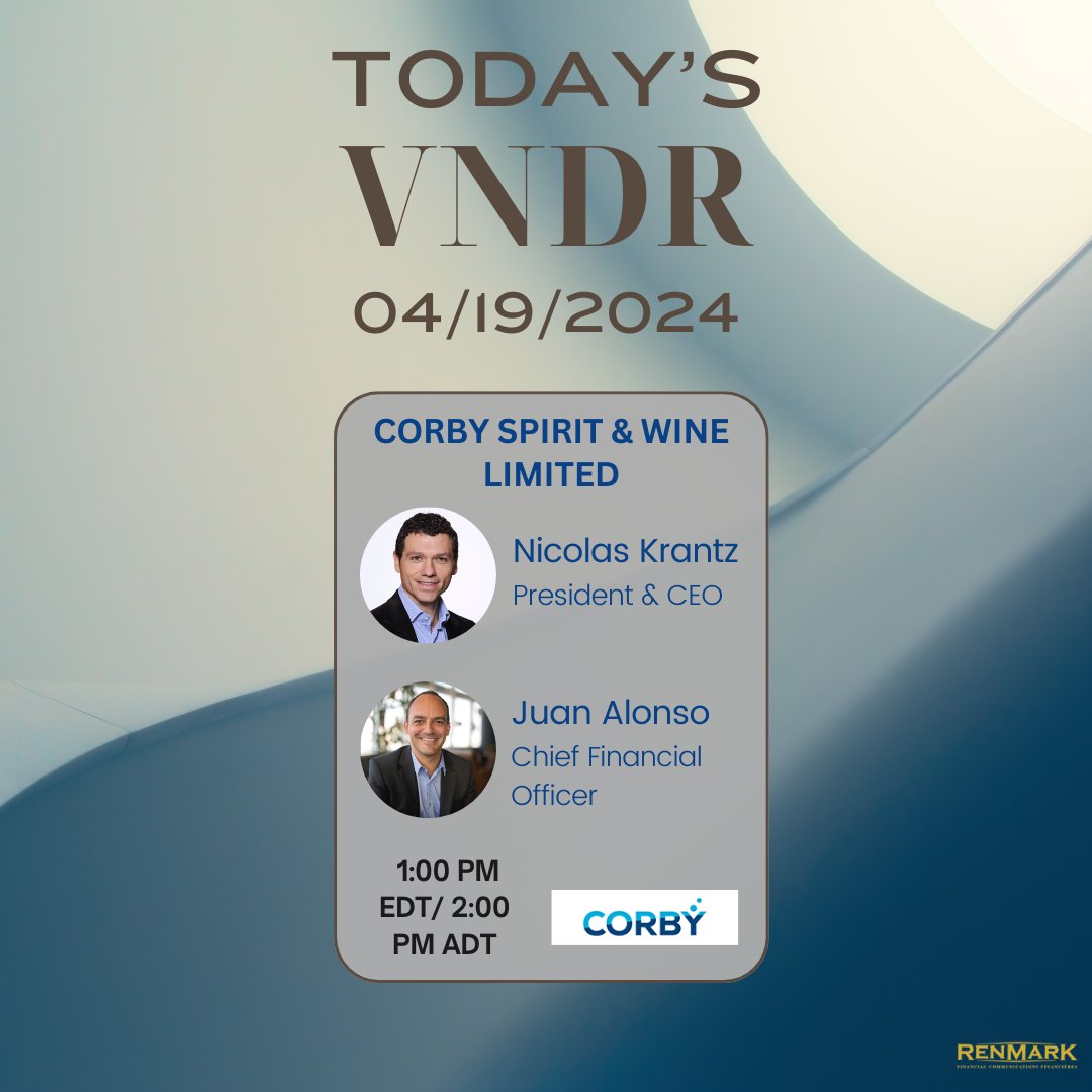 Join us today for an exciting Virtual presentation from Corby Spirit & Wine Limited! #RenmarkVNDR Registration: ow.ly/586q50RjlYT #CSW #wine #spirit #Corby