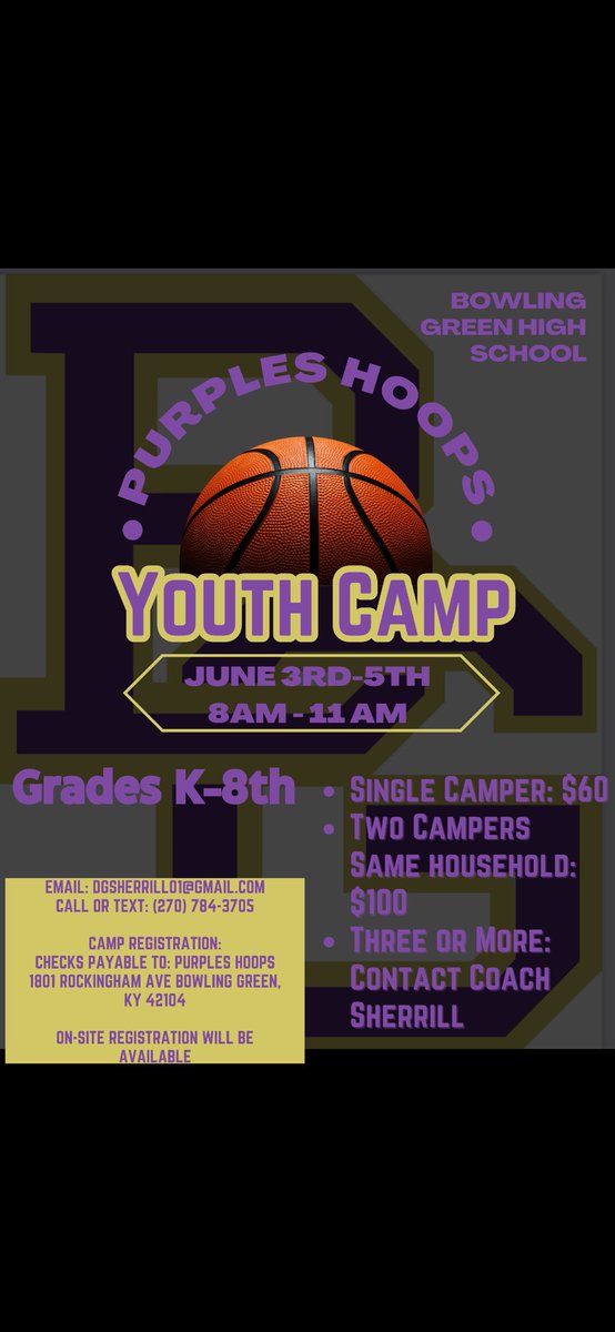 Purples Hoops Basketball Camp!! @BGHSPurplesNews @BGISD @BgPurplesAth @McNeillAdmirals @T_C_Cherry @dishmanmcginnis @PBC_Elementary @PotterGrayPride @BGJHS @BGJHSBoysHoops