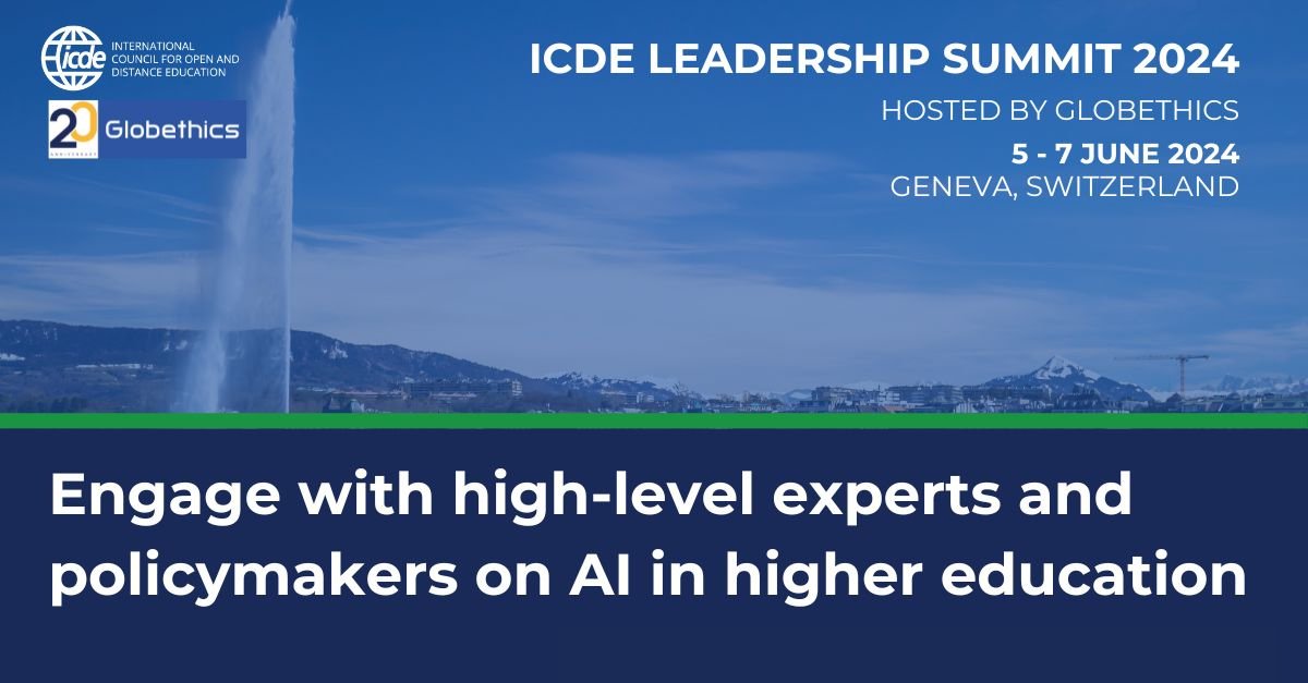 Join us to create an ethical framework for AI in Higher Education 🎓

#ICDELS24 participants are invited to contribute to policy recommendations for #AI in #HigherEducation. The input will shape the Summit final report📑

Early Bird discount ends 30 April: globethics.net/events/icde-le…