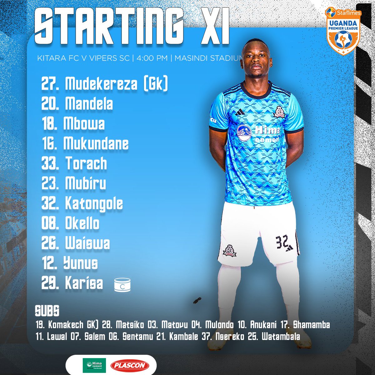 🔵 𝗧𝗘𝗔𝗠𝙉𝙀𝙒𝙎 🔵 One change from last time out - Alfred Mudekereza replaces Jack Komakech. Let's do this, Venooooooms ✊ #KITVIP || #VenomsUpdates || #OneTeamOneDream ||