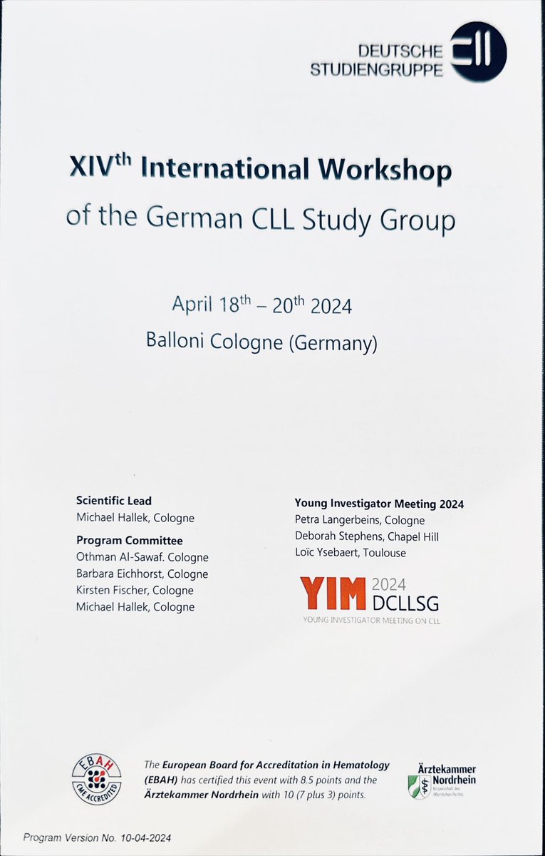 15th International Workshop of the #GCLLSG started yesterday with brillant talks by an outstanding panel of speakers. This morning young investigator meeting: The future of #CLL research is bright.