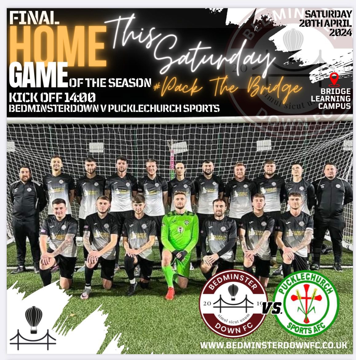 Firsts welcome Pucklechurch Sports to Bridge Learning Campus this weekend for their final home game of the season 🤝

Only 3 points needed to secure the league…🏆 

Come along and show your support 🤝 🇱🇻
