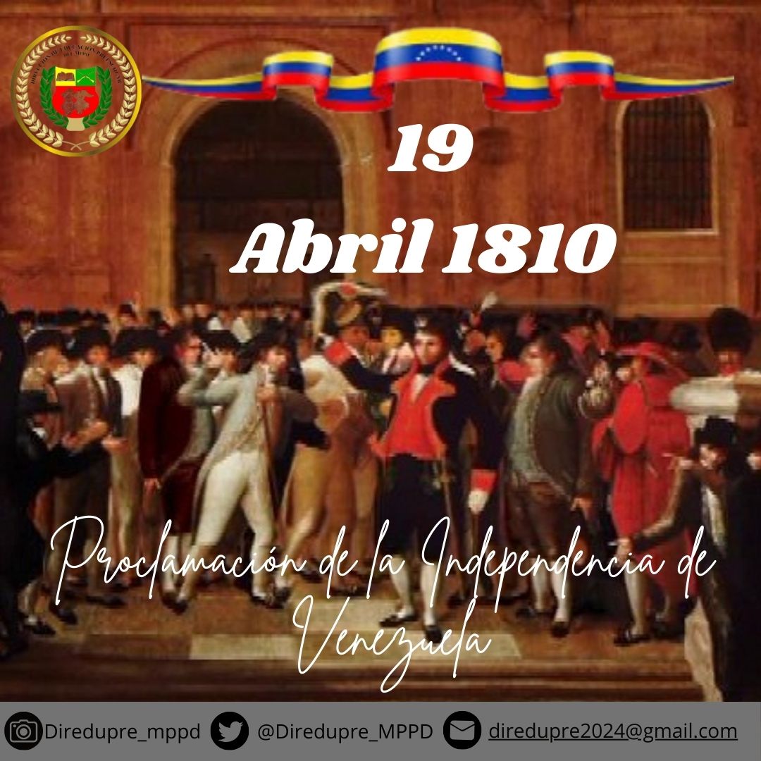 #19Abril conmemoración de los 214 años de la declaración de la Independencia de Venezuela, proceso de independentista del dominio español en Venezuela. Honramos hoy más que nunca el legado de nuestros próceres ¡Qué viva la Patria Libre! #GloriaAlBravoPueblo #FANB #MPPD