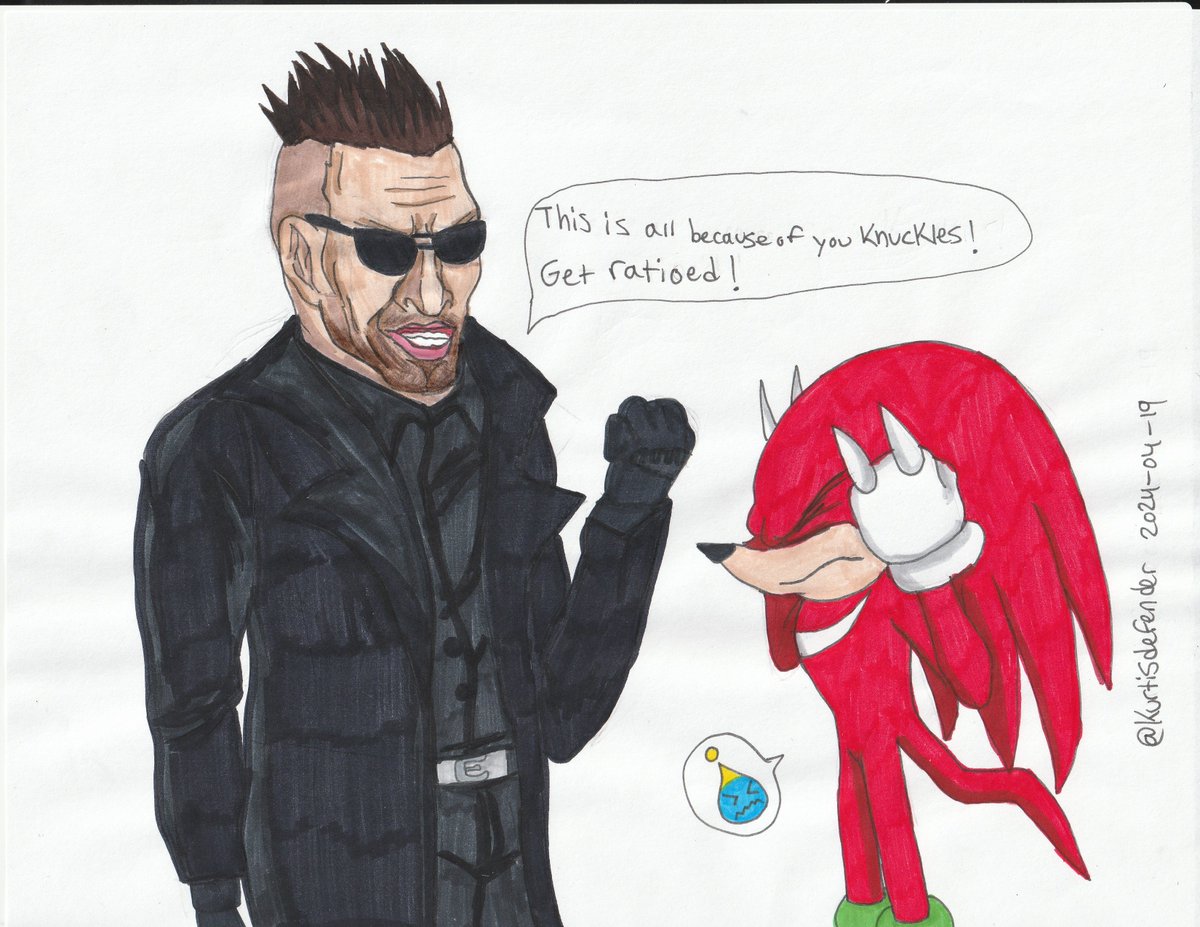 Hi ! Here's a cute little drawing I did . It is Dijak being angry at Knuckles for loosing his match .Poor Knuckles feels sorry .😆❤️ #wrestlingart #drawing #wrestlingfanart #knuckles #dijak #wwenxt