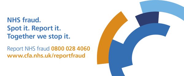 If you identify fraud in the NHS in England and Wales, you can report to partners @NHSCFA by calling 0800 028 4060 or via their website cfa.nhs.uk/reportfraud