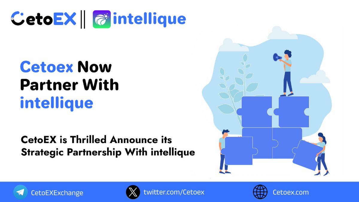🎉 We are thrilled to announce that cetoEX has forged a strategic partnership with @intellique_ai ! 🚀 Together, we're set to revolutionize the landscape of technology and beyond. Stay tuned for the incredible advancements ahead! #cetoEX #IntelliqueAI #partnership #innovation