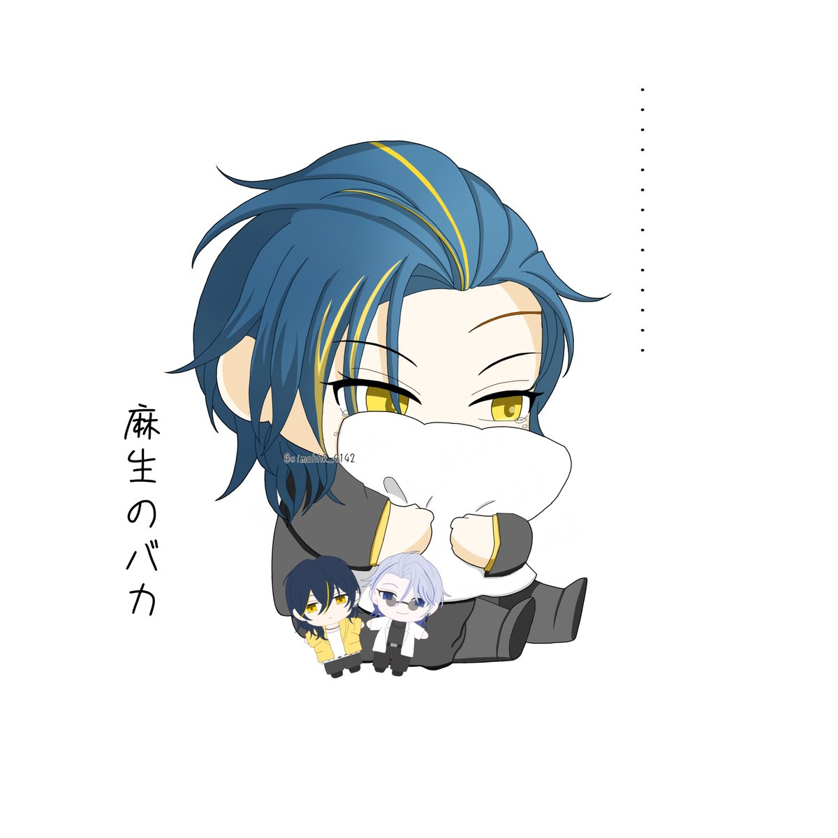 simahhk_4142's tweet photo. 麻生と一緒に見回り行くつもりだったのに、寝過ごして置いていかれた我妻ちゃん。
⚠️キャラ崩壊、ミニキャラ
 #バグ大アート科 https://t.co/c4szfvQZG1
