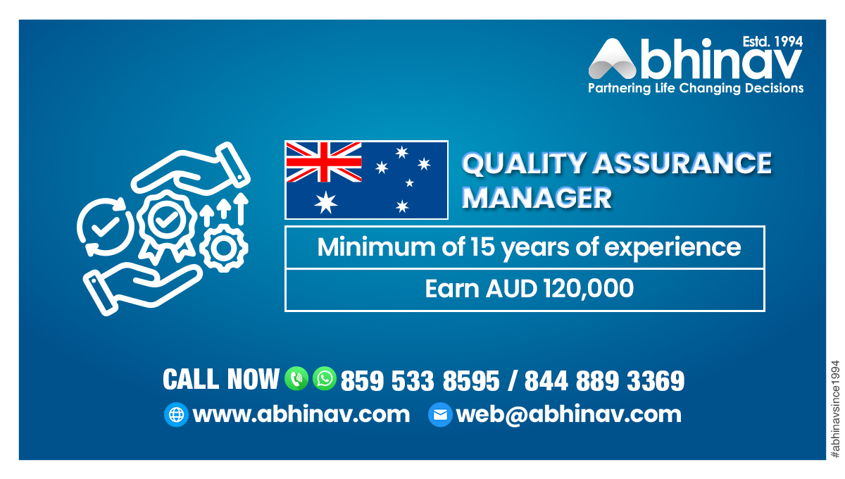 abhinavimmi's tweet photo. An opportunity to Earn a Whopping AUD 120,000 in Australia as Quality Assurance Manager!
Kickstart Your Process Today: https://t.co/0h94VKeMvP.
For more information call us at +91-8595338595.
#AustraliaJobs #QualityAssuranceManager #ImmigrateToAustralia #JobOpportunity https://t.co/muiXdqtXod