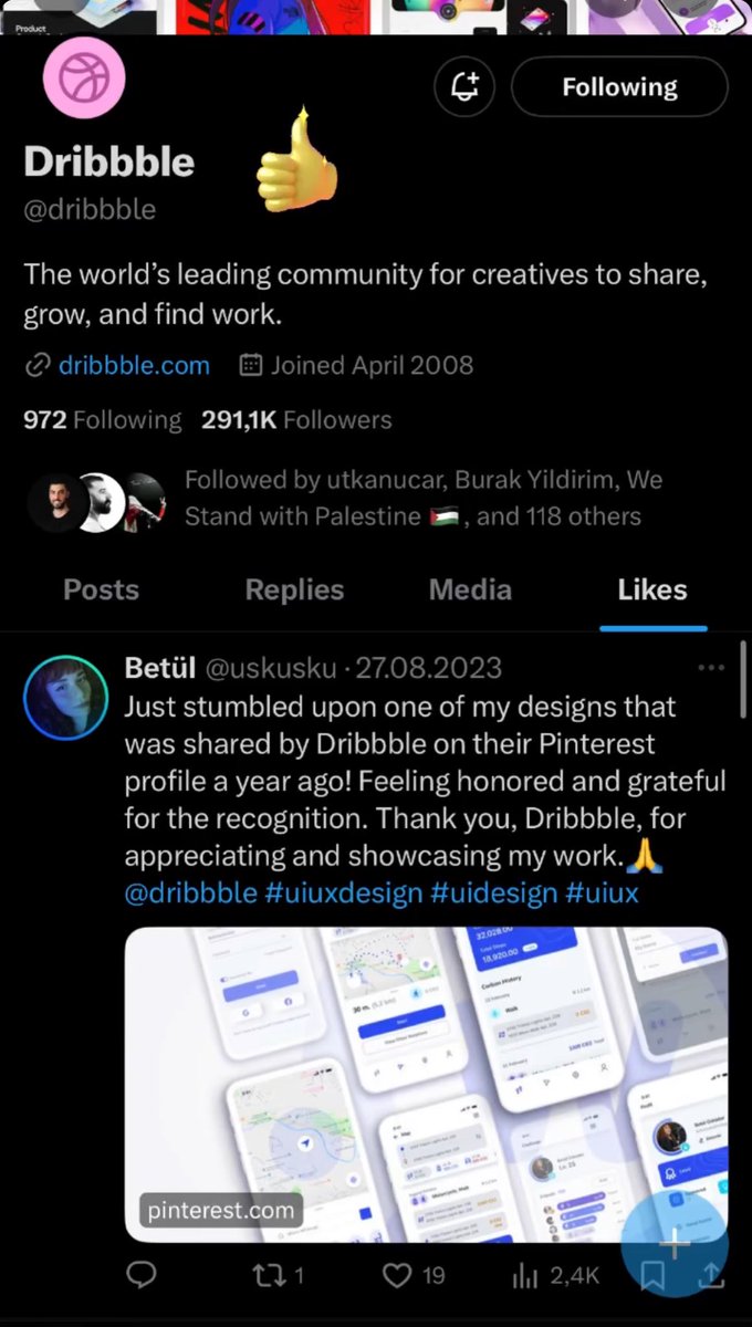 Dribbble also liked my post and shared my design project. It doesn't count?