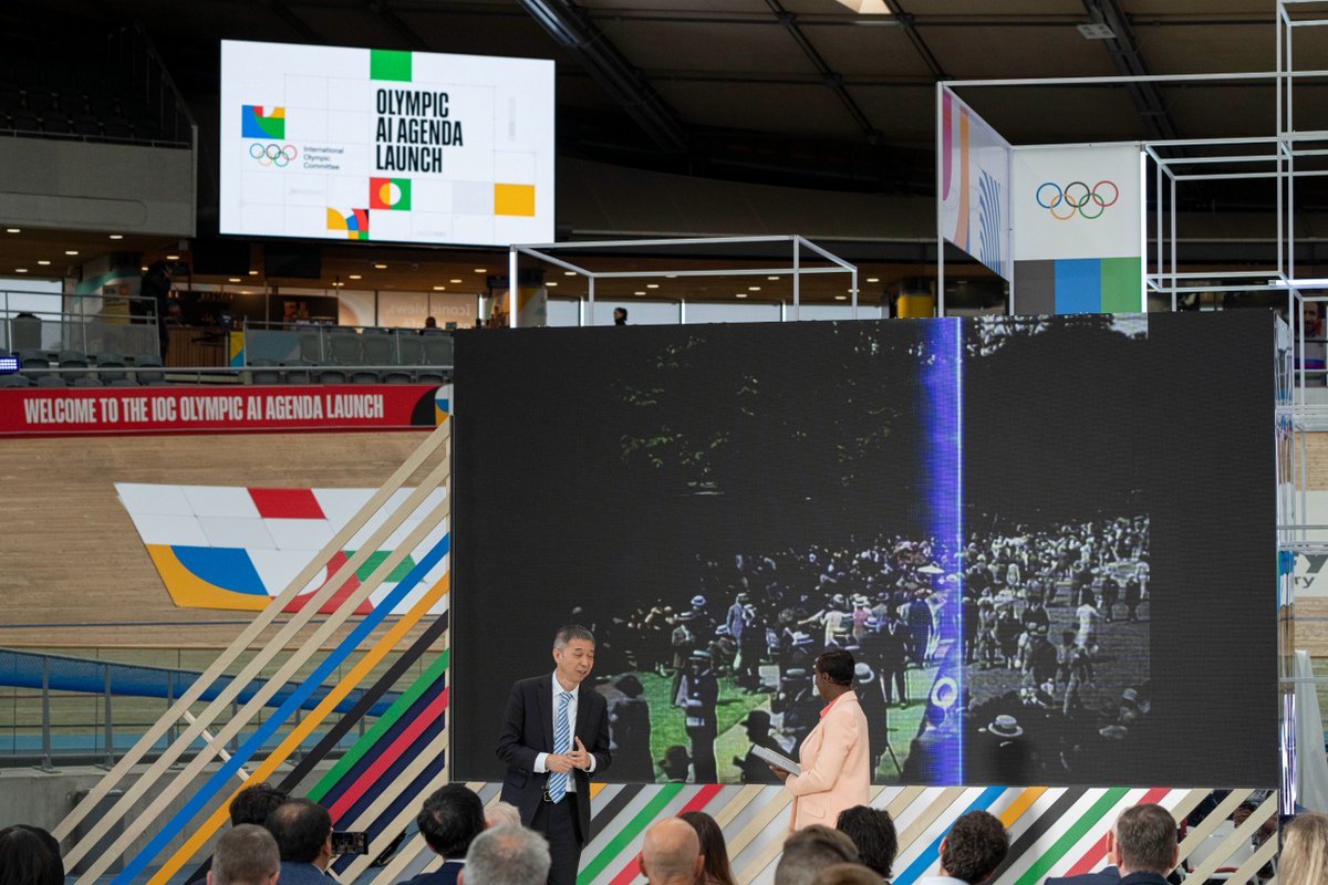 How AI will help broadcasting the Olympic Games, was discussed during the launch of the #OlympicAIAgenda by Molly Solomon from @NBCOlympics, Andrew Georgiou from @wbd and @YiannisExarchos from Olympic Broadcasting Services. Dr Jian Wang from @alibaba_cloud @AlibabaGroup