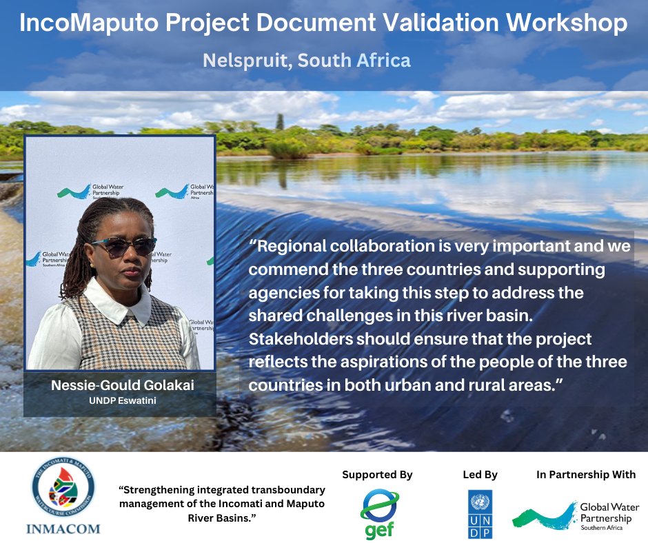 GWPSAF's tweet photo. @UNDPEswatini commended the three participating countries; Eswatini, Mozambique and South Africa for equitably and in a participatory manner collaborating on this transboundary water management project amid escalating climate change impacts. https://t.co/X37yeEWxzC