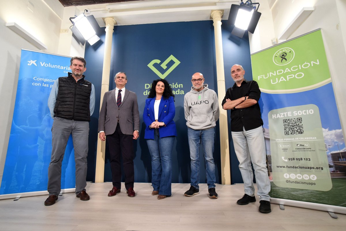 Diputación de Granada (@dipgra) on Twitter photo 🤝 La diputada, Elena Duque, junto a Miguel Ángel Palanco, representante de la Asociación de Voluntarios de <a href="/caixabank/">CaixaBank</a>, Fernando Parra, presidente de la <a href="/fundacionuapo/">•UAPO•Unidad de Apoyo a Pacientes Oncológicos</a>, y Javier Campos, montañero y director de la expedición, ha presentado Voluntariado Sendero Sulayr Solidario 🤝 La diputada, Elena Duque, junto a Miguel Ángel Palanco, representante de la Asociación de Voluntarios de <a href="/caixabank/">CaixaBank</a>, Fernando Parra, presidente de la <a href="/fundacionuapo/">•UAPO•Unidad de Apoyo a Pacientes Oncológicos</a>, y Javier Campos, montañero y director de la expedición, ha presentado Voluntariado Sendero Sulayr Solidario