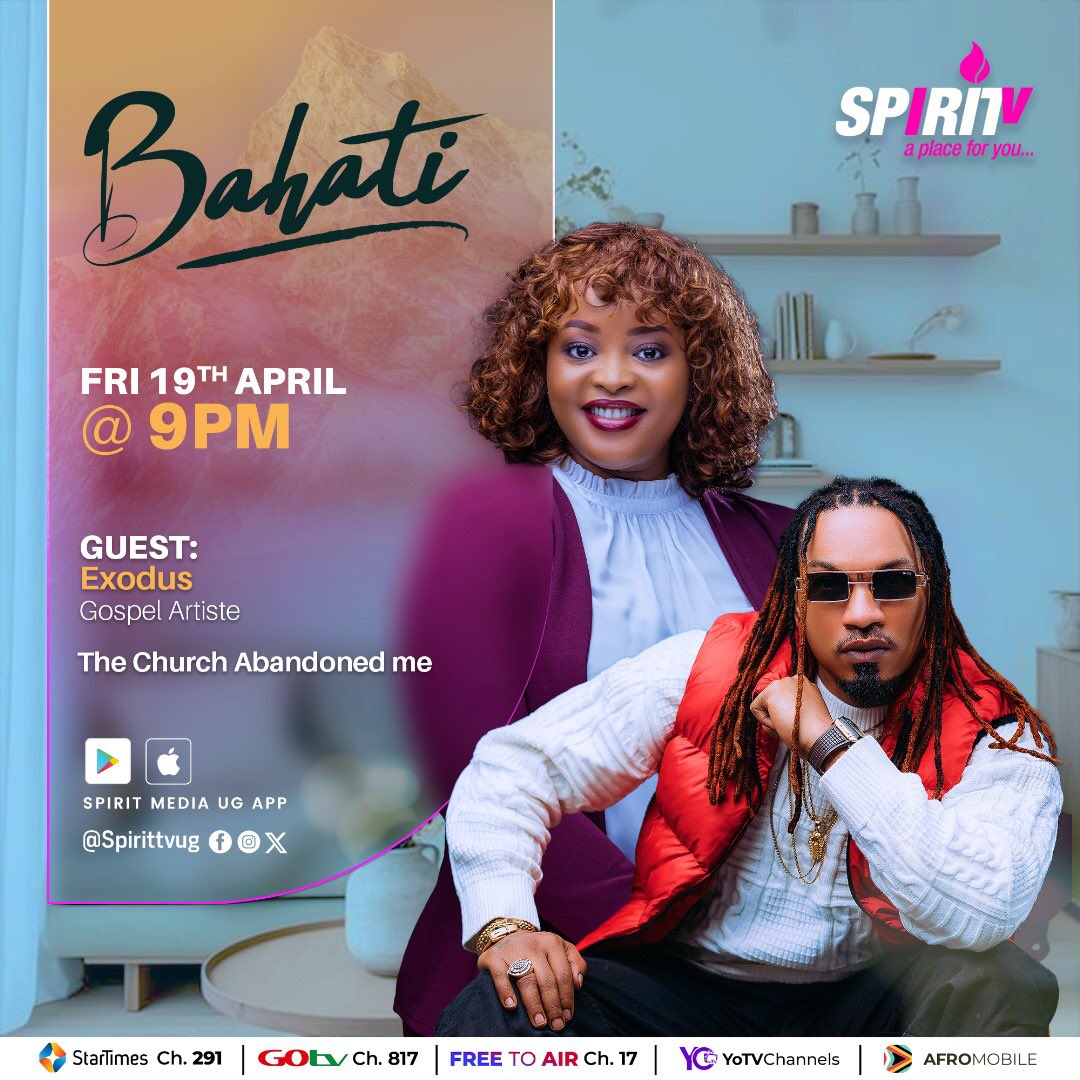 Tonight on #TheBahatiShow on @spirittvug 9Pm Sharp I am honored to host a legend in the gospel music industry, Exodus. Tune in, and you’ll truly be enlightened:-)