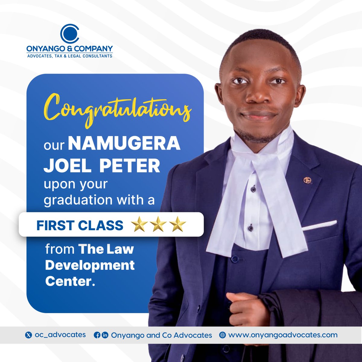 We extend our heartfelt congratulations to all the graduates of the Post Graduate Diploma in Legal Practice from the Law Development Centre. Your dedication and hard work have culminated in this significant achievement.

We reserve special congratulations for our  Namugera Joel…