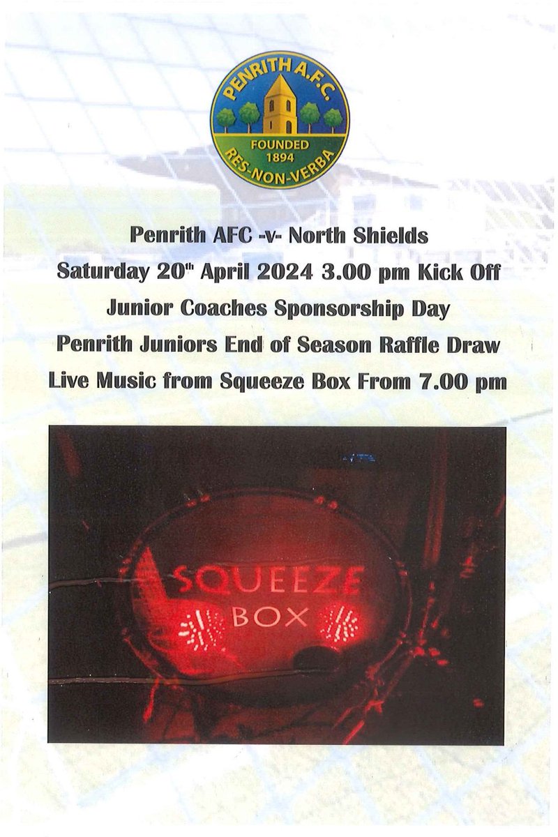 Tomorrow see's us take on @NorthShieldsFC in our final @theofficialnl game of the season, 3pm kick off. Afterwards we have local band Squeeze Box performing live in the clubhouse as part of our Junior Coaches Sponsorship Day. All welcome #bonnyblues @CWHerald @bbccumbriasport