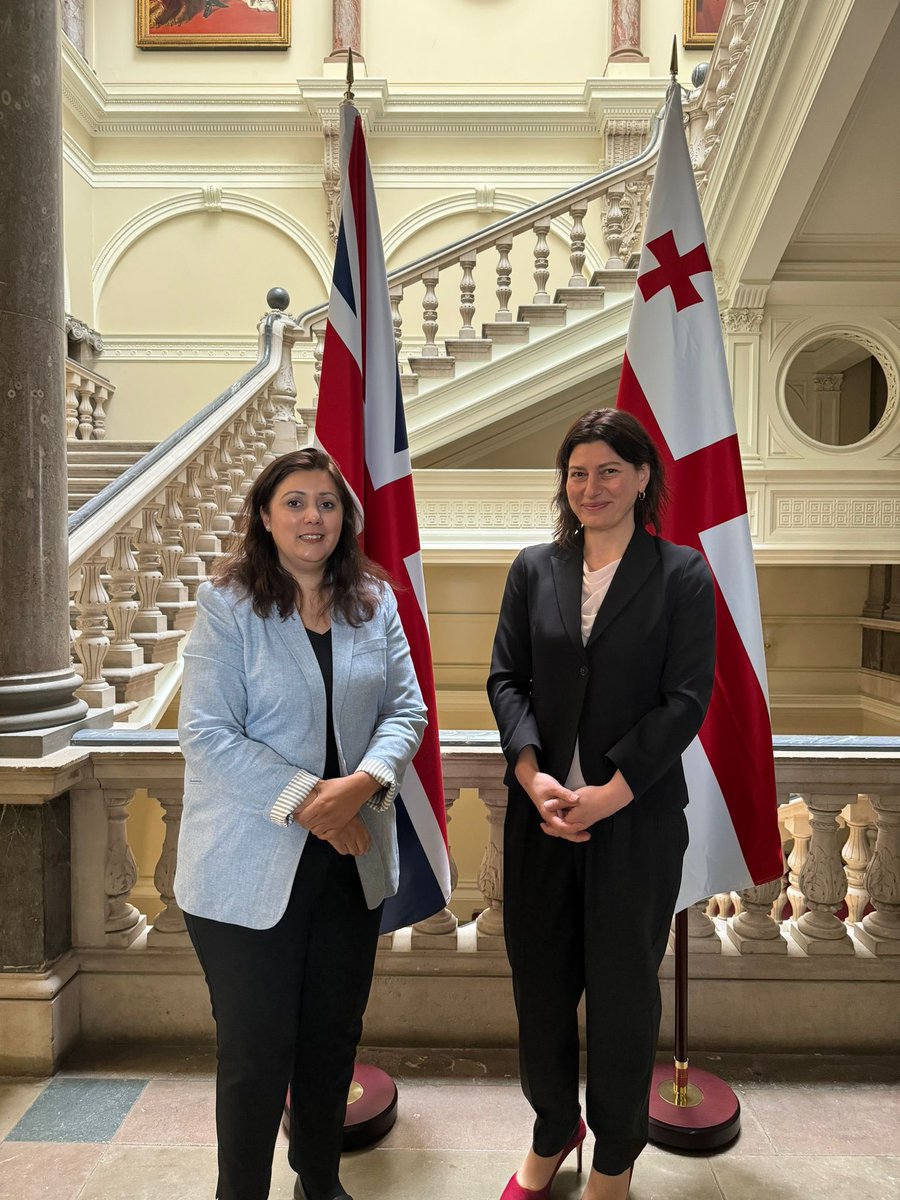 Delighted to meet @Nus_Ghani Minister of State for Europe @FCDOGovUK and to continue to work on Georgia-UK common agenda. Grateful for UK’s support to Georgia’s territorial integrity and Euro-Atlantic aspirations. I look forward to #Wardrop Dialogue in 2024🇬🇪🇬🇧