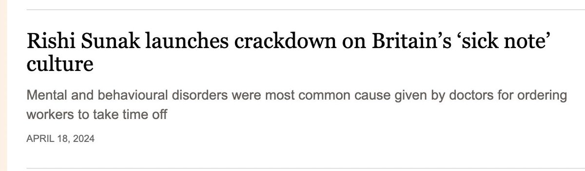 Austerity from Osborne caused people to lose their minds and Sunak blames the victims...?
This from today's FT: