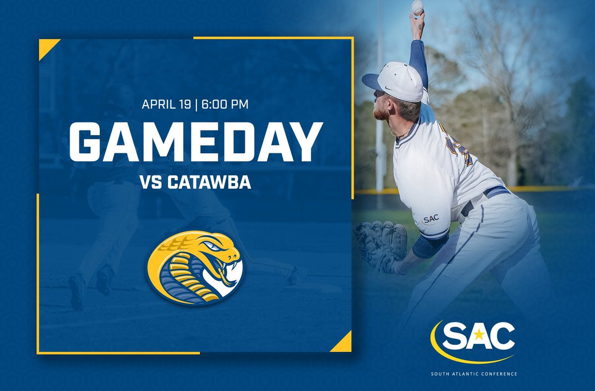 Clash of the Titans 🗣️ Tonight at 6 PM, the Cobras will begin their series against SAC-foe Catawba‼️ Currently, Catawba sits atop the SAC as the #️⃣1️⃣ team in the conference while your Cobras sit just three games behind as the #️⃣2️⃣ team👀 Come out and support @CokerU_Baseball !!