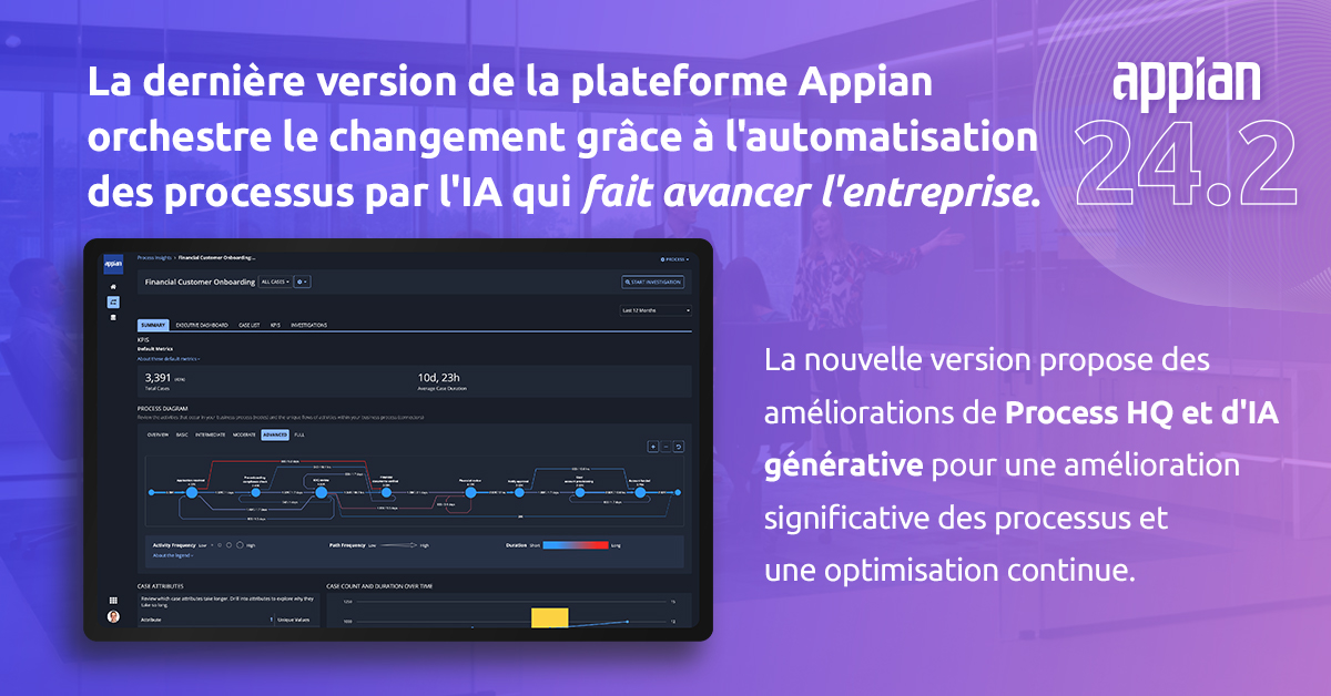 📢 Appian 24.2 est presque là !

👉 Découvrez les nouvelles fonctionnalités permettant d'optimiser les performances des processus et de tirer parti de la puissance de l'IA d'entreprise dans notre dernière annonce : ap.pn/4aEGKjT #OrchestrateChange #EnterpriseAI