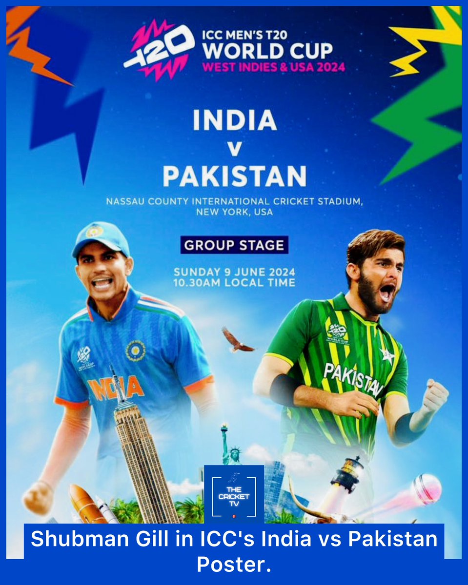 Shubman Gill in ICC's India vs Pakistan Poster. 🔥🇮🇳🇵🇰

📸: ICC

#ShubmanGill #INDvPAK #INDvsPAK #T20WorldCup #T20WorldCup2024