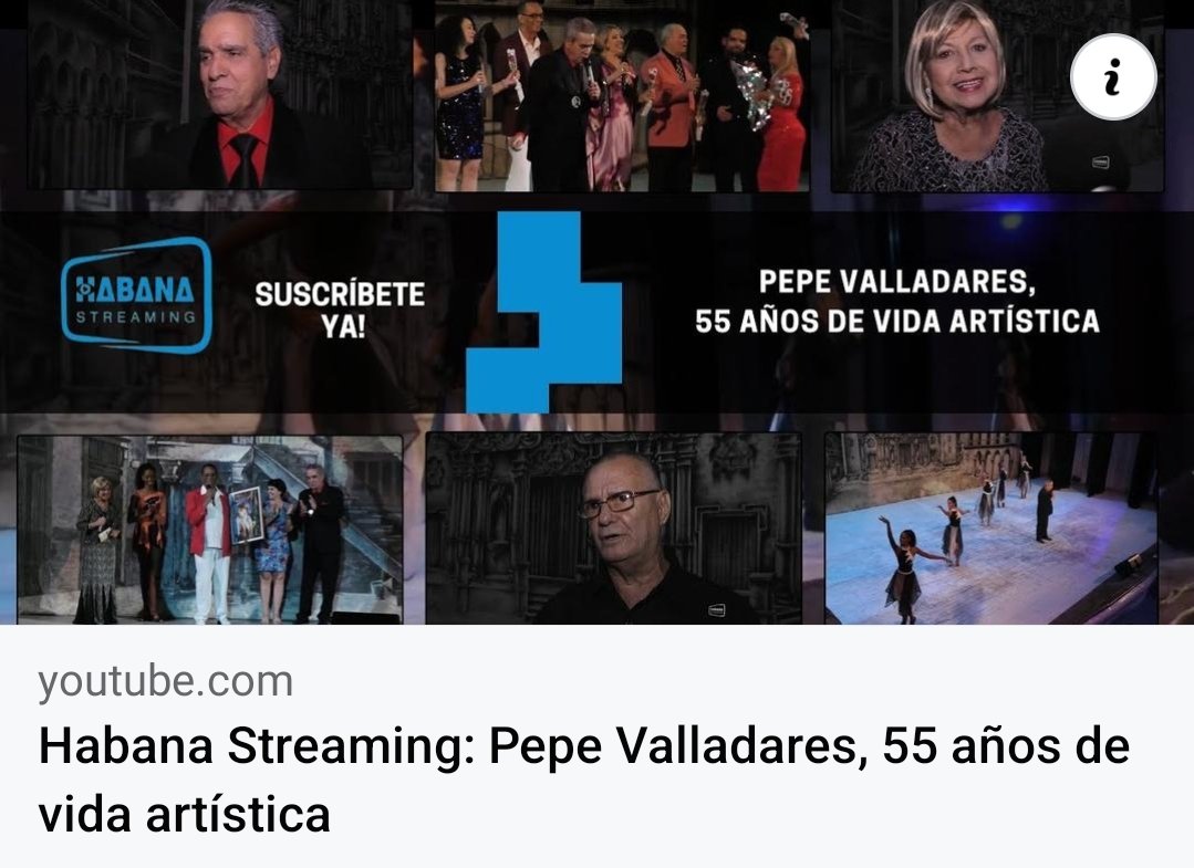 🎬 Habana Streaming: Pepe Valladares, 55 años de vida artística 🎶 🔗👇 youtu.be/dXwF0hrgfkE?si… #LaHabanaViveEnMi #LaHabanaDeTodos #Cuba #MusicaCubana @MayteVigoa70