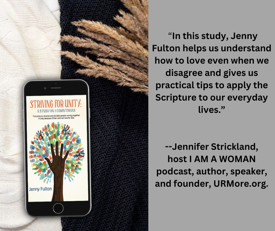 AuthorFulton's tweet photo. I am so very thankful for all who have offered their support and encouragement for this study. A big thank you to author and speaker Jennifer Strickland for this endorsement! 

#biblestudy #NewRelease #1Corinthians #Christianity #strivingforunity #unity #UnityInFaith #bookreview https://t.co/j1b1hI5Fnz
