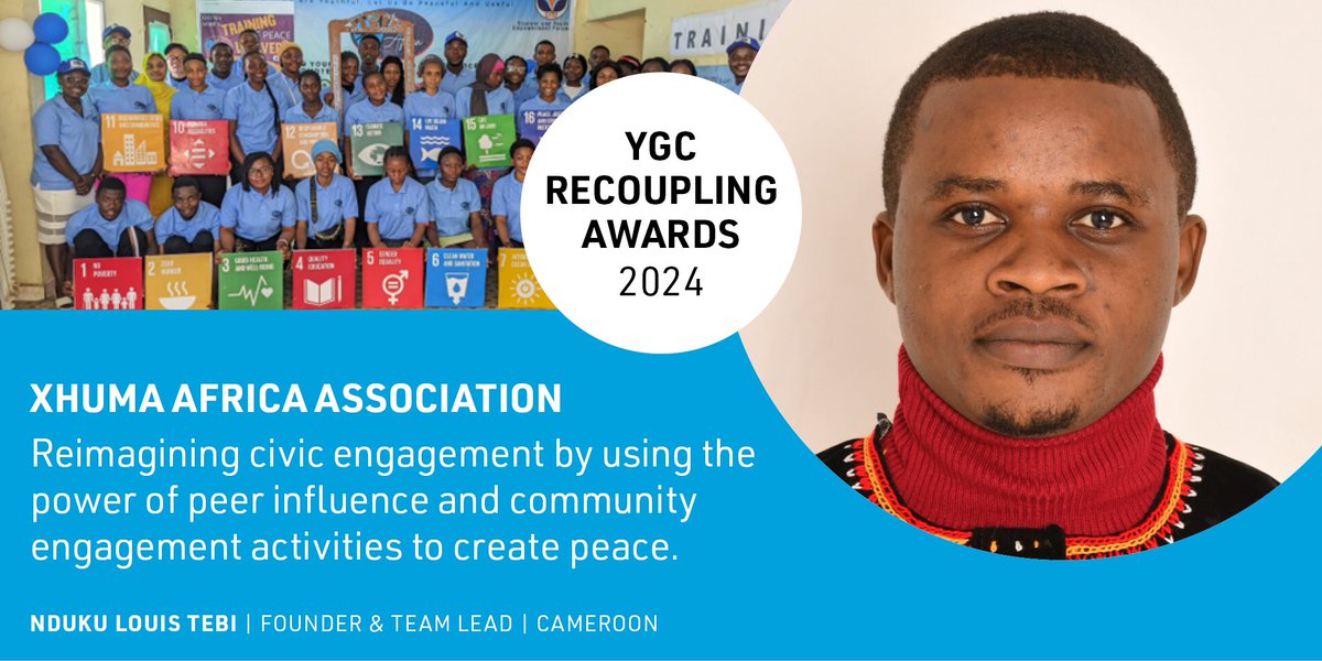 Peacebuilding is a long-term process in which people are encouraged to talk, relationships are restored and institutions are reformed. @NdukuTebi and Xhuma Africa Association contribute to peacebuilding in Cameroon through community engagement activities! 💙 #YGC24