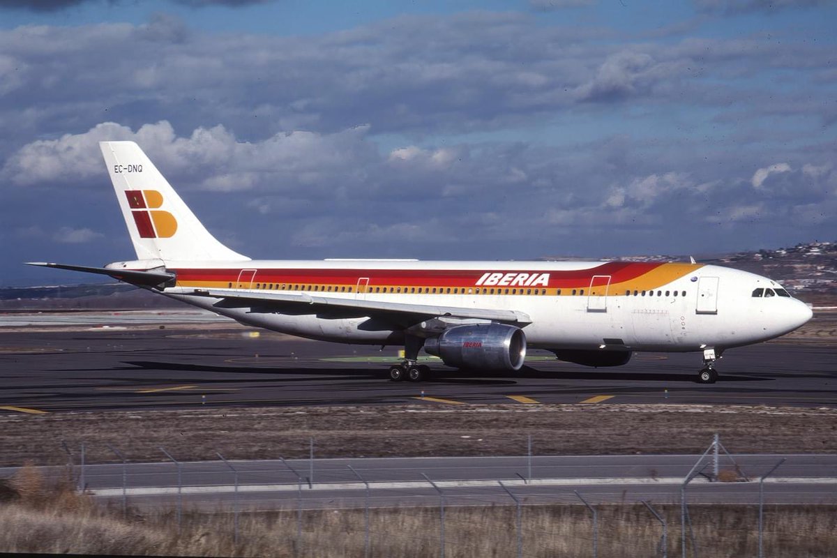 Iberia 
Airbus A300B4-120 EC-DNQ Line #156
MAD/LEMD Madrid–Barajas Airport
December 9, 2000
Photo credit Alex Schwarz 
#AvGeek #Airbus #A300 #MAD #Iberia #AvGeeks