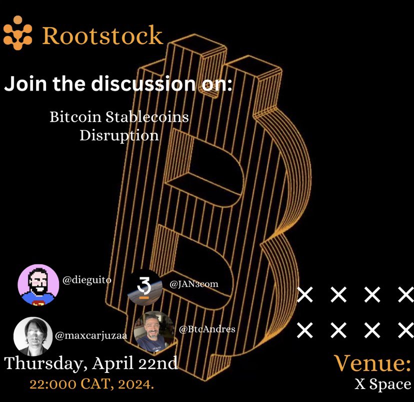 Join our discussion on: #Bitcoin Stablecoins Disrupting host: @BitcoinReach guests: @JAN3com @maxcarjuzaa @BtcAndres @dieguito @alesander97 set your reminder here: twitter.com/i/spaces/1dRKZ…