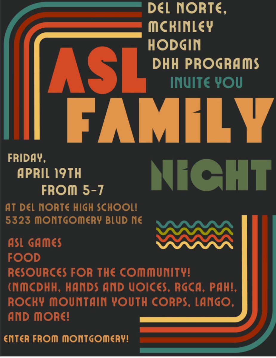 Join us for the ASL Family Night tonight at Del Norte HS. <a href="/aps_special/">APS Special Education</a>