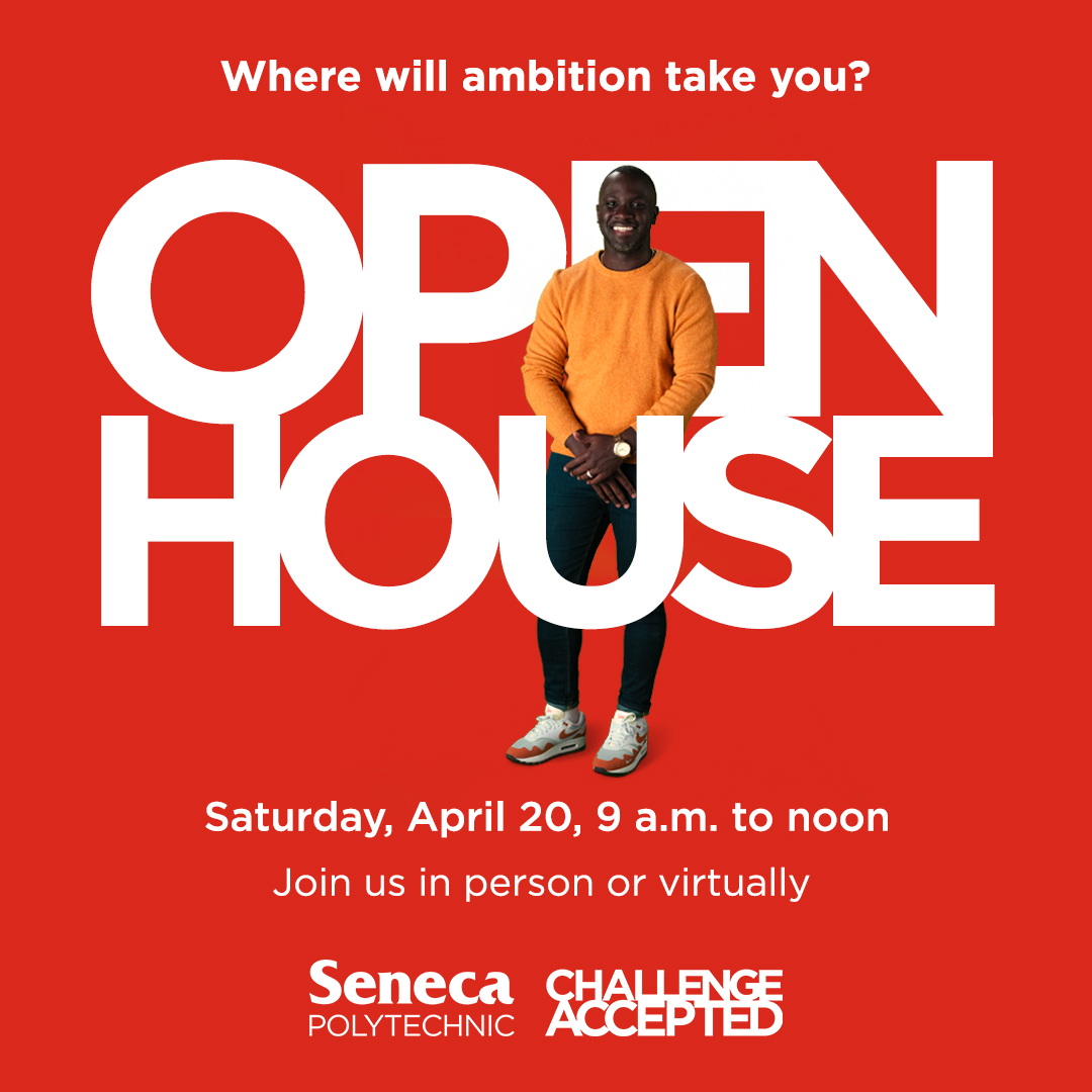 Come learn about your pathway options at the Spring 2024 Open House at <a href="/SenecaPoly/">Seneca Polytechnic</a> ! 

📅 April 20, from 9 a.m. to noon (tomorrow!) 
📍Newnham, King and Seneca@York campuses 

Hope to see you there!

#SenecaPoly
