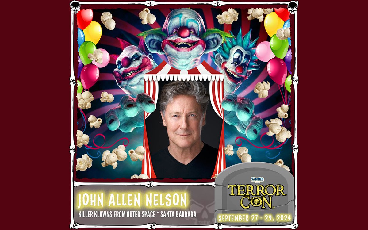 Please welcome John Allen Nelson to #TerrorCon2024! He played Dave Hansen  in Killer Klowns from Outer Space. He is also known for his roles on  television as Warren Lockridge on Santa Barbara,, image size:1200x750