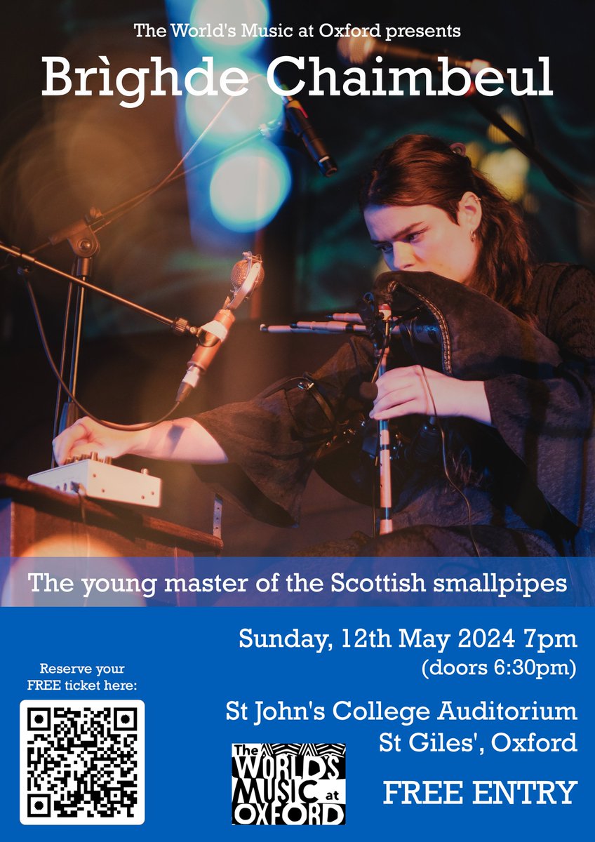 Jim Hickson (@jimhxn) on Twitter photo 🎉FREE CONCERT IN OXFORD🎉
The next World's Music at Oxford concert welcomes the wonderful Scottish smallpipes player <a href="/brichaimbeul/">Brìghde Chaimbeul</a>. Sunday 12th May, St John's College Oxford - book your free tickets here:
eventbrite.co.uk/e/brighde-chai…
<a href="/StJohnsOx/">St John's College</a> <a href="/FolkinOxford/">FolkinOxford.co.uk</a> <a href="/OxMusicFaculty/">Faculty of Music</a> 🎉FREE CONCERT IN OXFORD🎉
The next World's Music at Oxford concert welcomes the wonderful Scottish smallpipes player <a href="/brichaimbeul/">Brìghde Chaimbeul</a>. Sunday 12th May, St John's College Oxford - book your free tickets here:
eventbrite.co.uk/e/brighde-chai…
<a href="/StJohnsOx/">St John's College</a> <a href="/FolkinOxford/">FolkinOxford.co.uk</a> <a href="/OxMusicFaculty/">Faculty of Music</a>