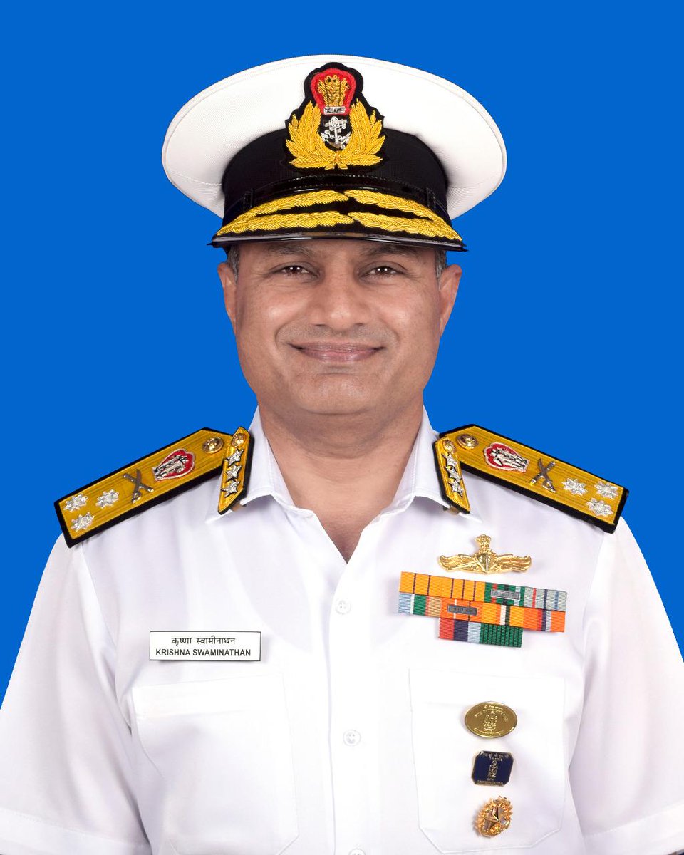 Vice Admiral Krishna Swaminathan AVSM VSM slated to be the next Vice Chief of Naval Staff @indiannavy Heartiest Congratulations Admiral. शं नो वरुणः @nitingokhale @BharatShaktiBSI @StratNewsGlobal @DebeshSharma @RRaviishankarr @skchatts @amitabhprevi @Arun_Golaya @abhilashtomy