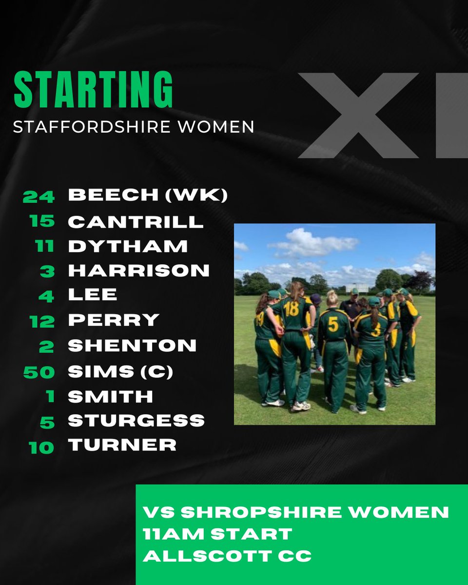 ⚠️🏏This Sunday!

Staffordshire Women Vs Shropshire Women @ Allscott CC

#WomensCricket #SportinStaffordshire
