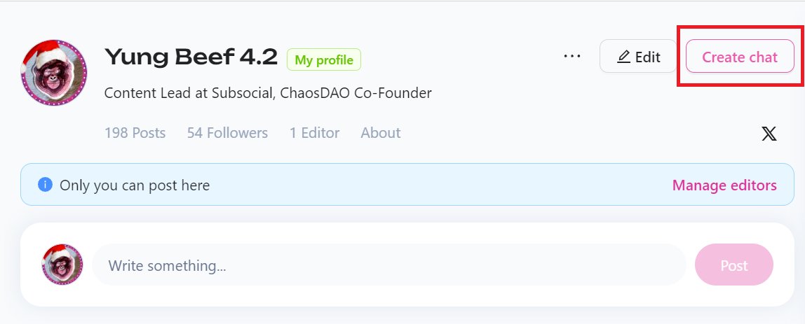 Creators can now create chats for their profile (main) spaces, allowing them to further engage with their communities!

If you're a creator, create a chat for your space so your community can easily stay in touch with each other, and with you 🌐