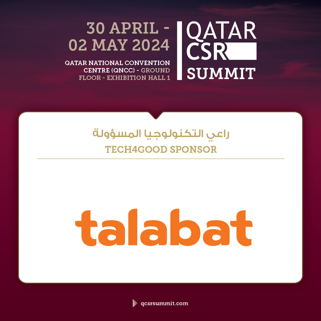 The QCSR Summit is pleased to announce @Talabat as its Tech4Good Sponsor. From collaborating with Qatar's largest charity organizations to provide aid during Ramadan, to offering support to survivors of the Morocco earthquake, raising awareness for breast cancer through