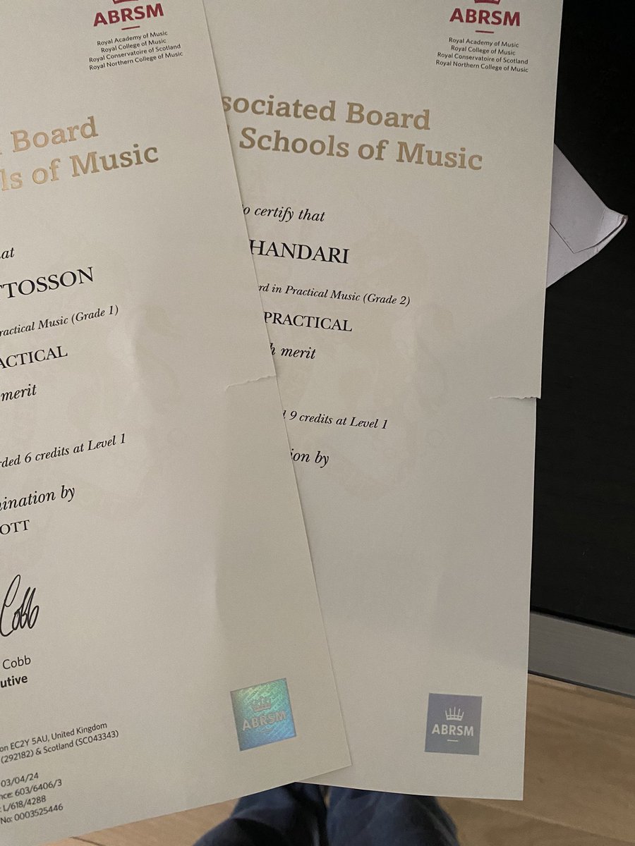 @ABRSM hi there, two certificates arrived torn this morning - is there any chance you could resend? Both my students worked really hard for their merits and will be disappointed 🙏🏻