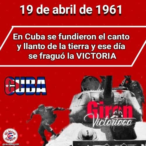 @DiazCanelB @CubaMINREX Primera derrota del imperialismo en América
#AbrilVictorioso
#VillaClaraConTodos
#AbajoElBloqueo
#FidelPorSiempre