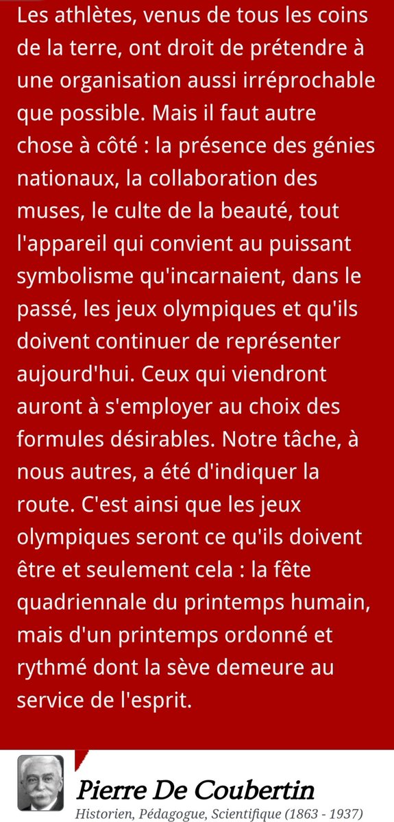 Citation de Pierre De Coubertin❣️💗