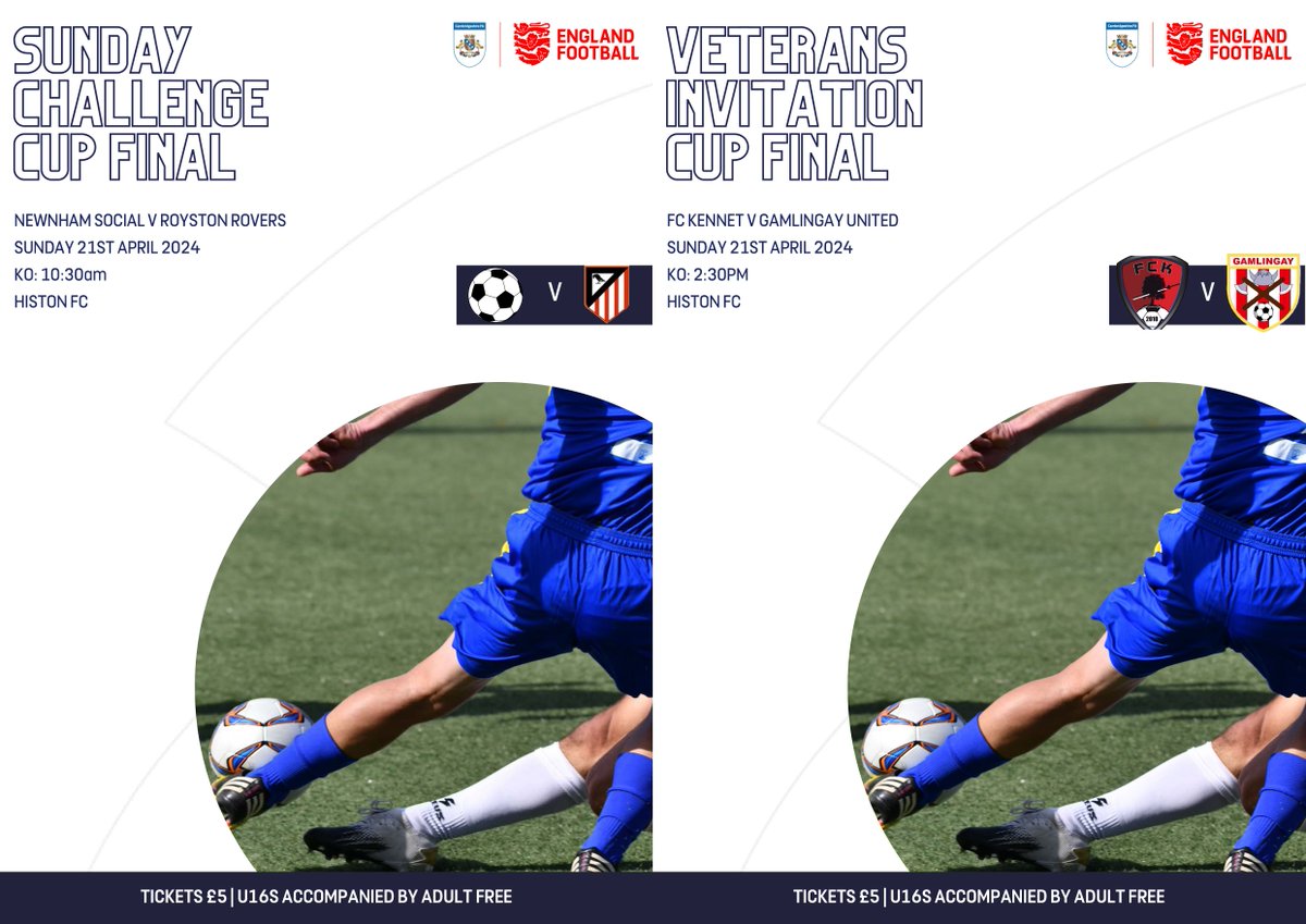 CUP FINALS 🏆 The matchday programmes for this weekend's Sunday Challenge Cup and Veterans Invitation Cup have been published. 📰 Read them here 👇 buff.ly/3U32i2l