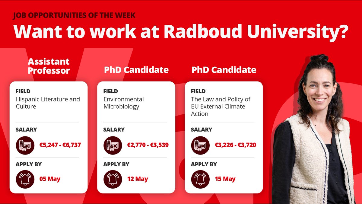 ☔️ The weather isn’t doing anyone favors, but thankfully 🌈 you do have control over your career. Check out the new vacancies of this week here or at ru.nl/en/working-at/… and apply at Radboud University!