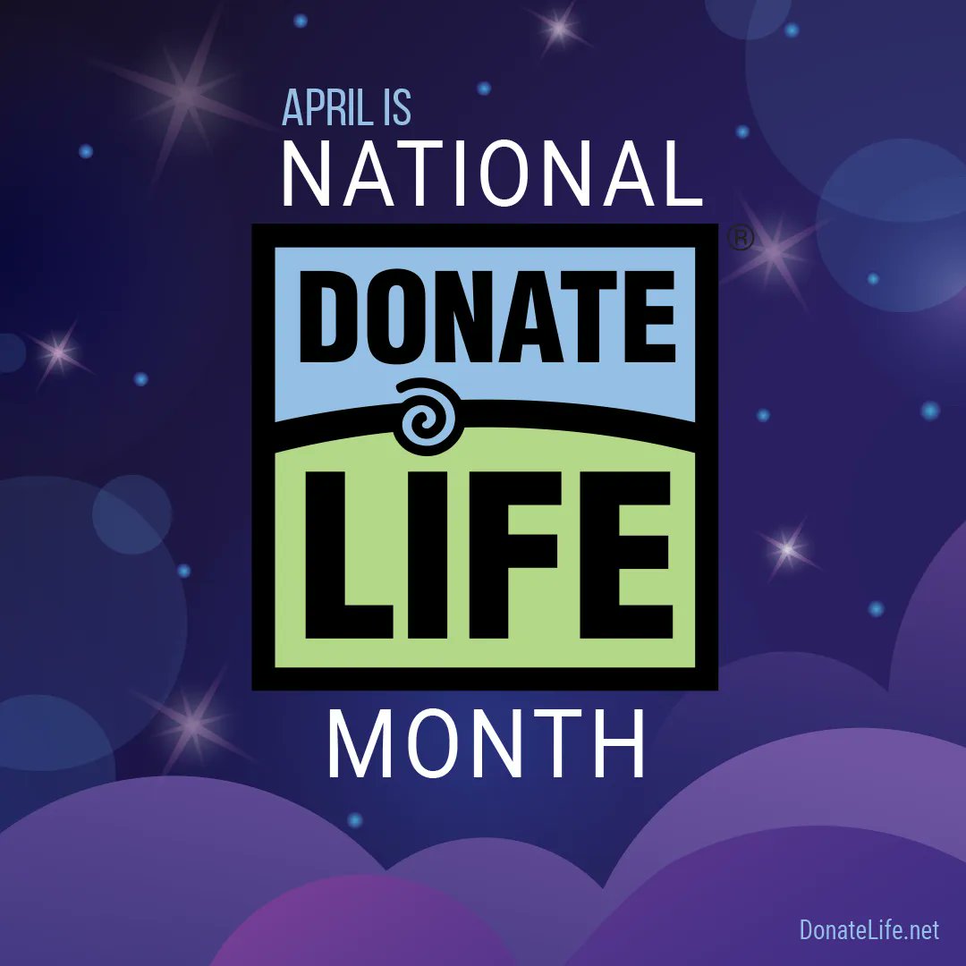 April is National Donate Life Month. People of all ages and medical histories should consider themselves potential organ, eye and tissue donors.  #DonateLifeMonth #DonorsAreSuperstars #DonateLife