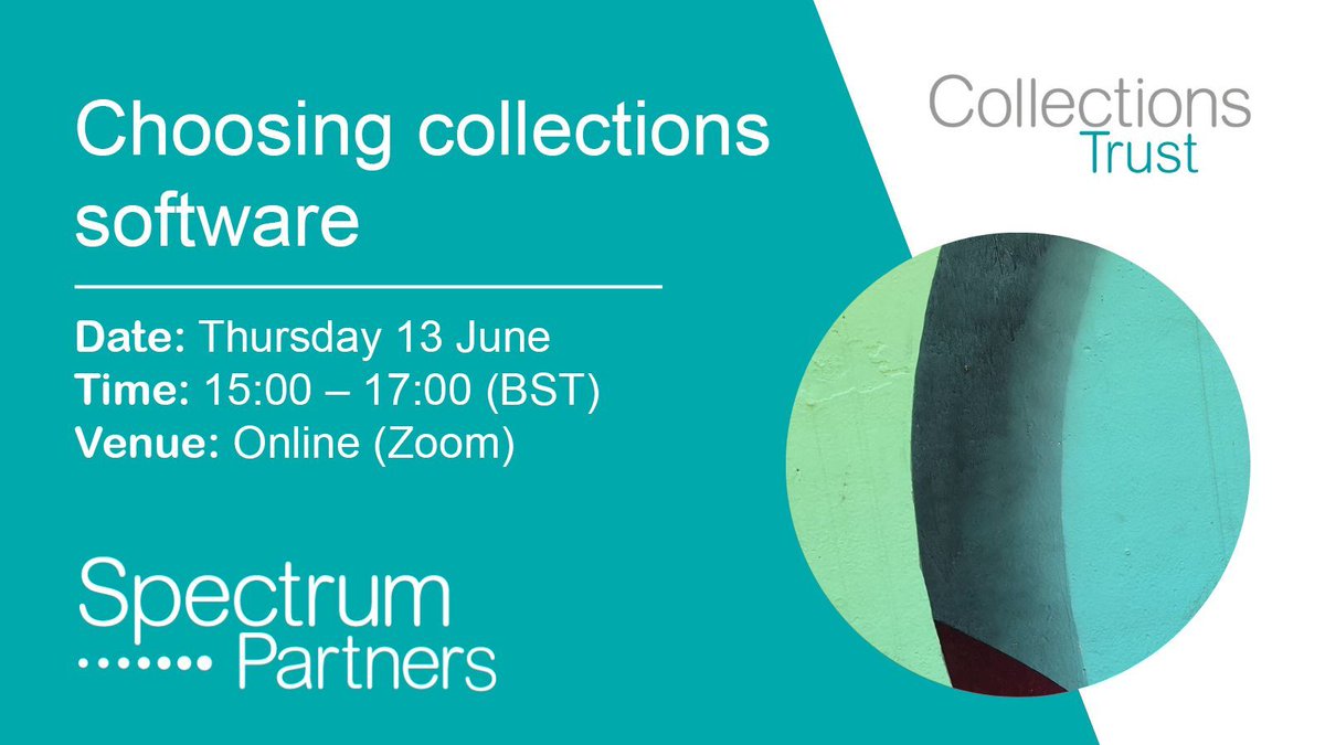 Thinking about upgrading or changing your collections software? Join @CollectionTrust online event on 13 June, 'Choosing collections software' 💻 Find out more about the process and hear from software providers, sign up here: buff.ly/3PZkDwe