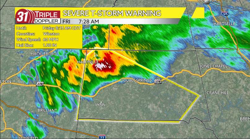 Severe Thunderstorm Warning in effect in Winston County until 8:15am. #ALWX #TNWX