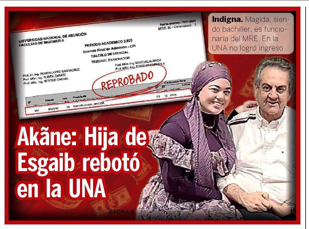 Reprobada por la UNA
Premiada por la influencias del padre

¡Necesitamos urgentemente una ley que acabe con el NE-PO-TIS-MO! 🚨