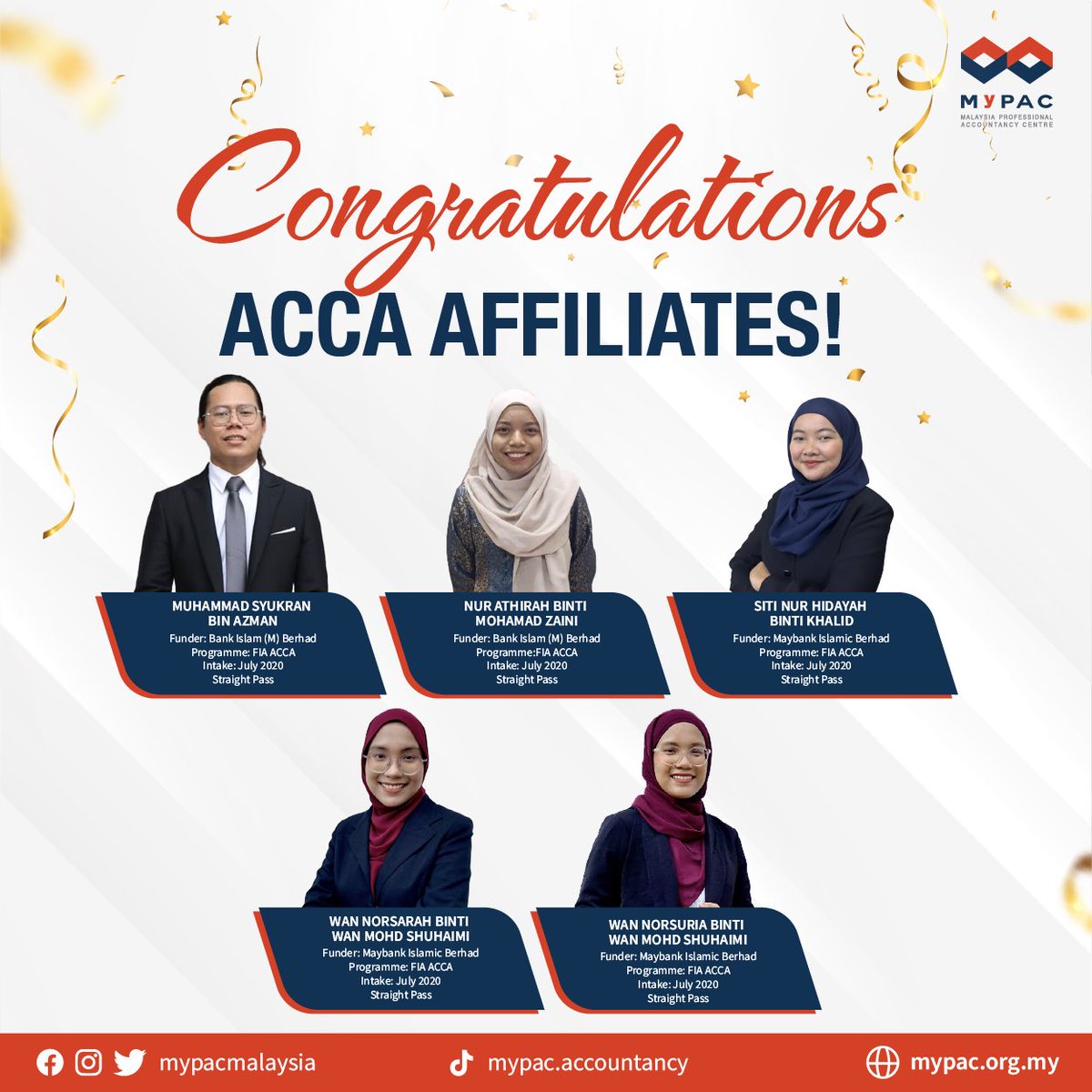 mypacmalaysia's tweet photo. Congratulations to all our Affiliates of full time scholars! Your hard work and dedication have brought you this far in achieving your goals.

MyPAC would like to wish everyone the best in their future endeavors.

#MyPAC #Accounting #Scholarship #ACCA #Sponsorship https://t.co/1OuwjfySlg